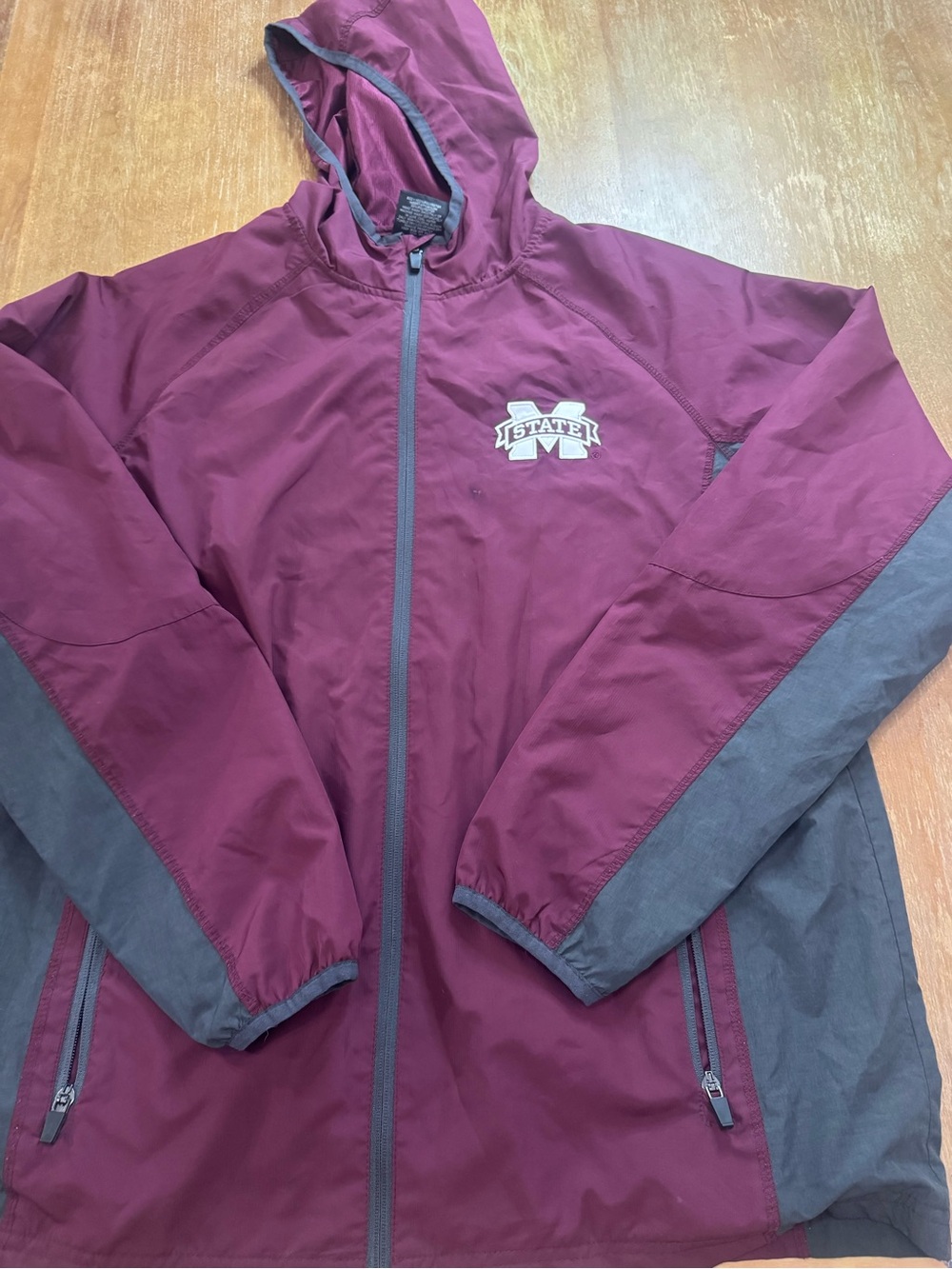 Colosseum Maroon and Gray Hooded Windbreaker Jacket Mississippi State